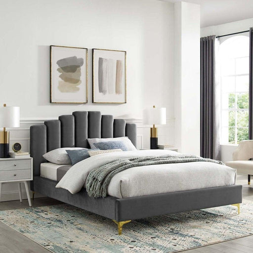 Wooden Twist Olivia Velvet Upholstery Rectangular Bed Modern Luxury Bed Frame with Stylish Design - WoodenTwist