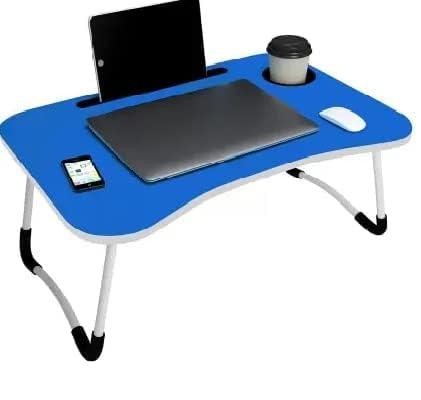Blue Curved Foldable Laptop Table - Front View