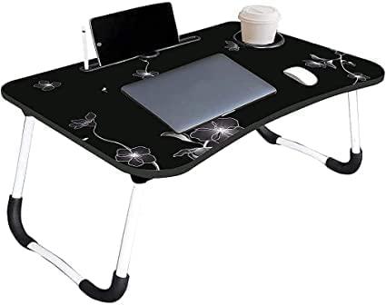 Black Flower Foldable Laptop Table - Front View