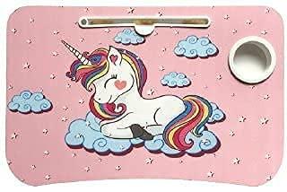 Pink Unicorn Curved Foldable Laptop Table - Front View