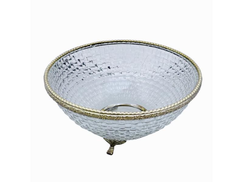 Ribbed Glass Antique Brass Bowl - WoodenTwist