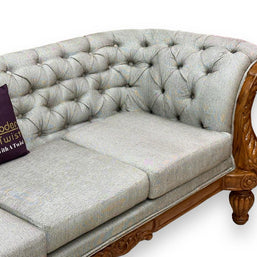 Wooden Twist Hand Carved Antique Criss Cross Pattern 3 Seater Sofa (Honey Finish) - WoodenTwist
