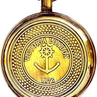 Handmade Engraved Brass Victoria London Table Clock With Compass Base - WoodenTwist