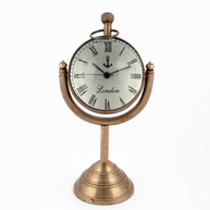 Brass Desk & Shelf Analog Marine Table Clock - Antique Decor for Kitchen and Bedroom - WoodenTwist