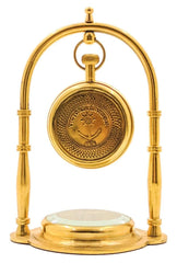 Brass Nautical Victoria London Desk Clock with Direction Compass - WoodenTwist