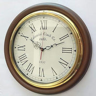 Rustic Home Accent Nautical Collection Wooden Finish Brass Wall Clock - WoodenTwist