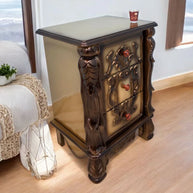 Wooden Twist Traditional Luxury Sheesham Wood Nightstand Set of 1 (Golden)