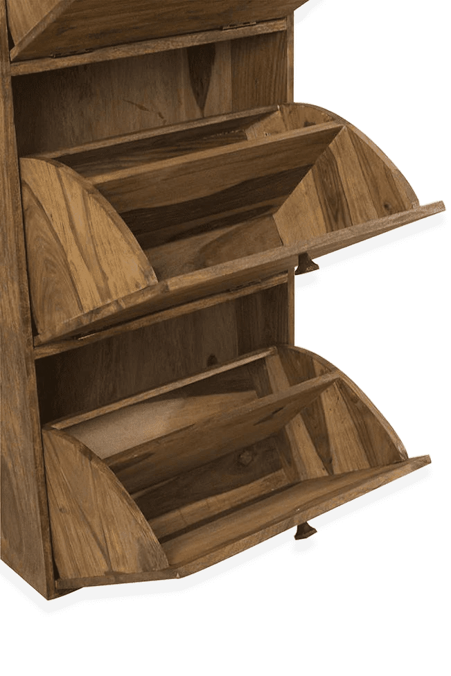 Abierta Wooden Handmade Solid Sheesham Wood Shoe Rack - WoodenTwist