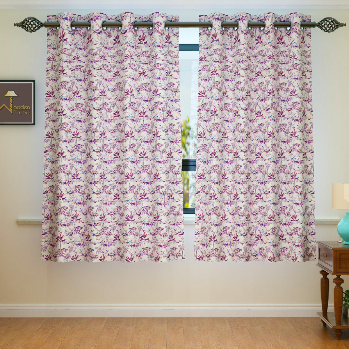 Purple window curtain for soft, private light