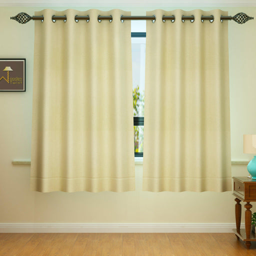 Fabrahome Light Filtering 4.5 Ft Jute Fabric Window Curtain ( Beige ) - WoodenTwist