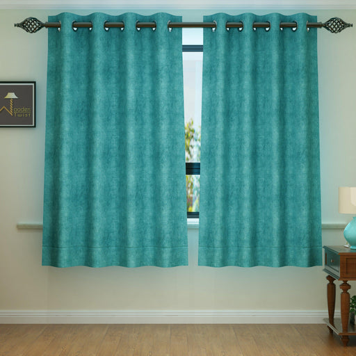 Fabrahome Light Filtering 4.5 Ft Suede Fabric Window Curtain ( Green ) - WoodenTwist