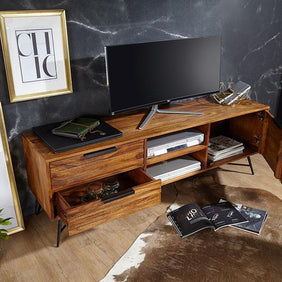 Mirando Solid Sheesham Wood TV Unit for Living Room - WoodenTwist