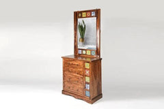 Solid Sheesham Wood Mosaic Tile Design Dressing Table - WoodenTwist