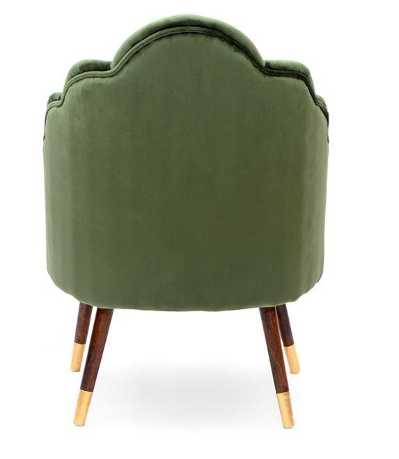 Mango Wood Peacock Chair In Velvet Green Colour - WoodenTwist