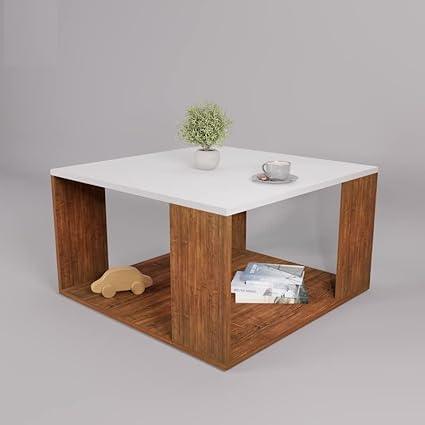 Carrera Square Engineered Wood Coffee Table-End & Sofa Side Tea Table,Centre Table with Space Saving Portable with Storage for Living Room, Indoor & Outdoor (Multicolour) - WoodenTwist