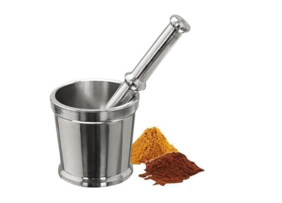 Aluminum Silver Khalbatta Okhli Masher |Mortar and Pestle Set |Aluminium Khal Batta|Imam dasta |Okhli|Musal|Khallad Kutni