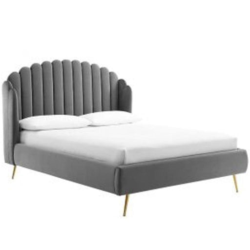 Wooden Twist Dana Wingback Velvet Upholstery Bed Elegant Rectangular Design - WoodenTwist