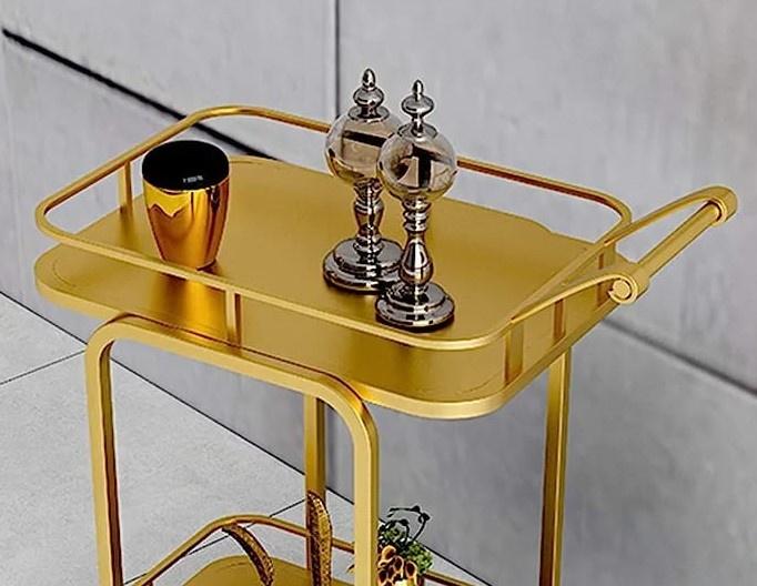 Top Tier of Golden Iron Rectangle Trolley