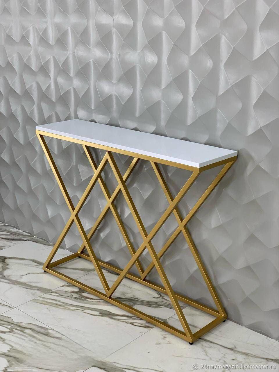 Golden iron frame, marble top