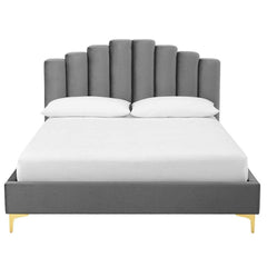 Wooden Twist Olivia Velvet Upholstery Rectangular Bed Modern Luxury Bed Frame with Stylish Design - WoodenTwist