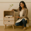 Wooden Twist Solivne Handmade Stylish Bedside Table with 2 Spacious Storage Drawers for Bedroom & Living Room - WoodenTwist