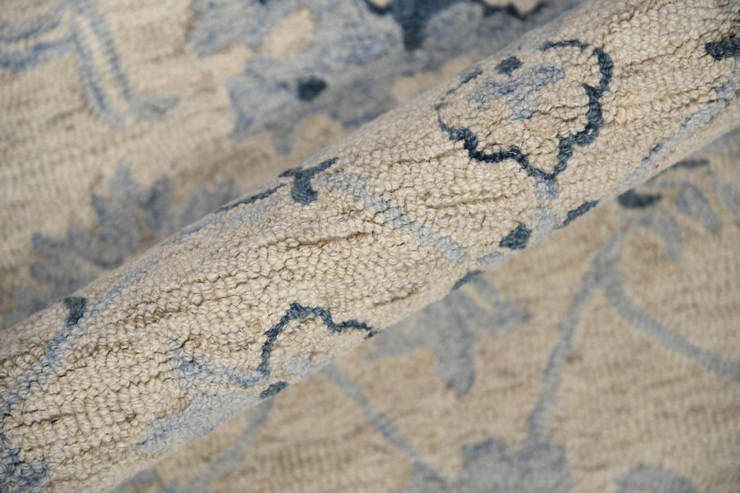 Carpet Light Blue Wool Romania Hand-Tufted