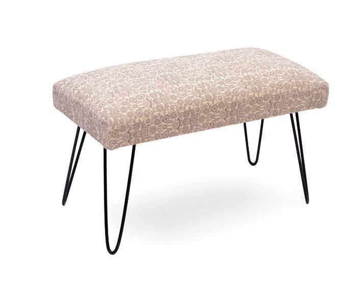 Mango Wood Bench In Cotton Grey Colour With Metal Legs - WoodenTwist