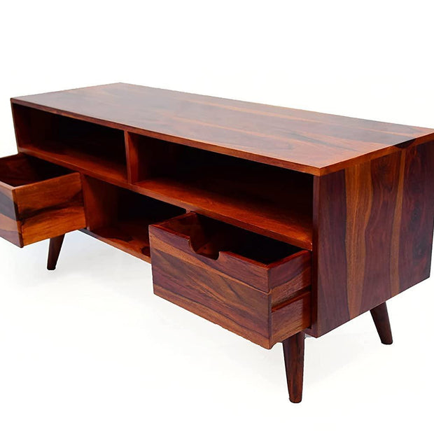 Orzuelo Solid Sheesham Wood TV Unit for Living Room - WoodenTwist