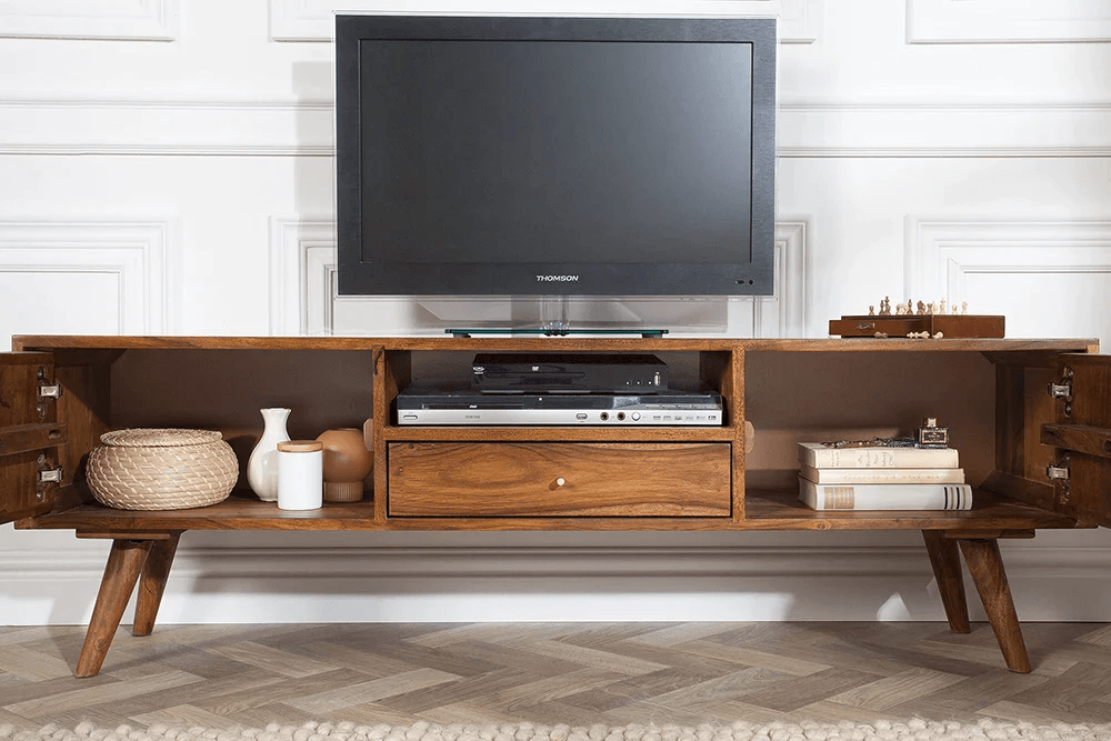 Estilo Solid Sheesham Wood TV Unit for Living Room - WoodenTwist