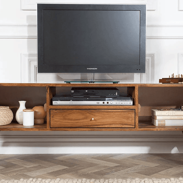 Estilo Solid Sheesham Wood TV Unit for Living Room - WoodenTwist