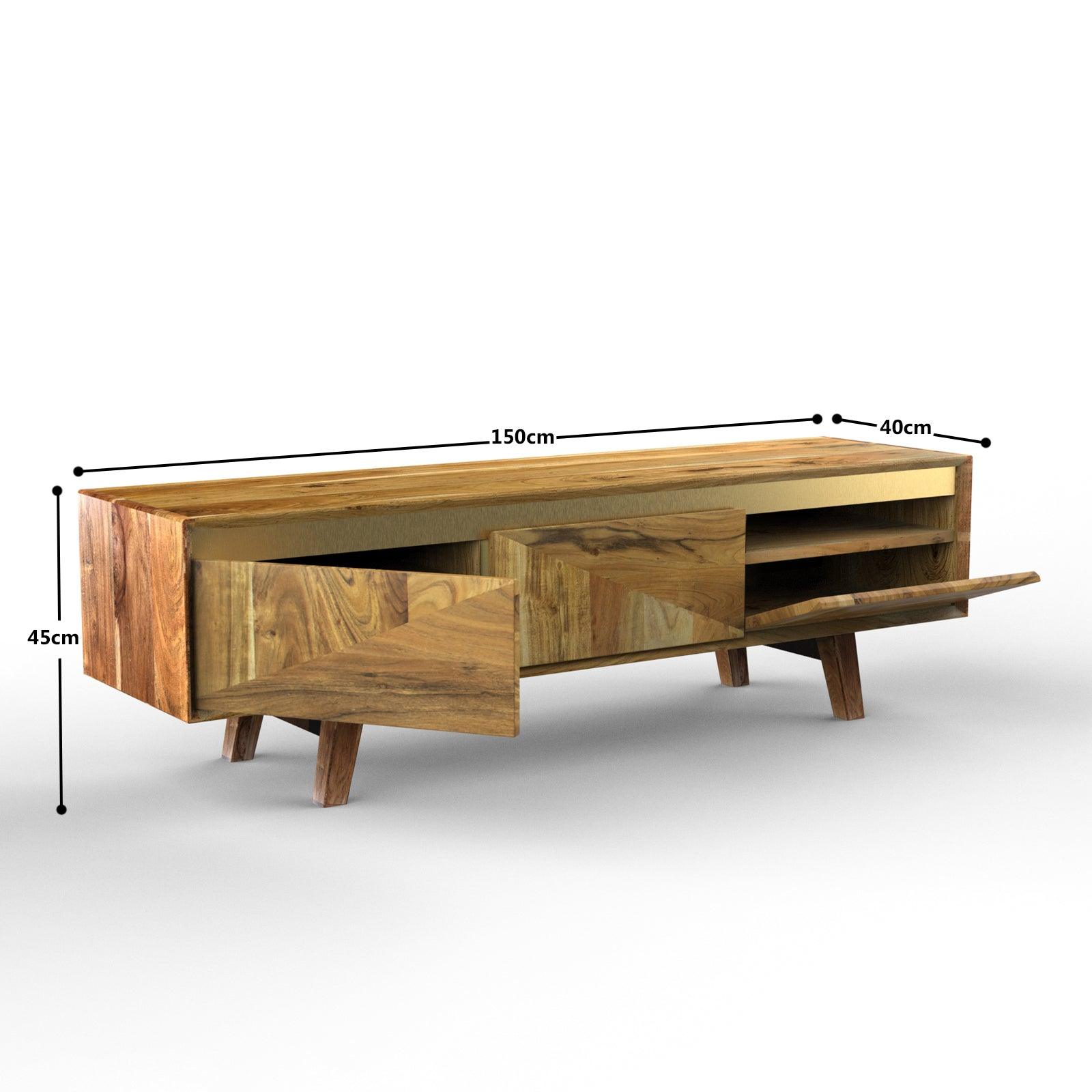 Mirar Handmade Solid Sheesham Wood TV Unit for Living Room - WoodenTwist