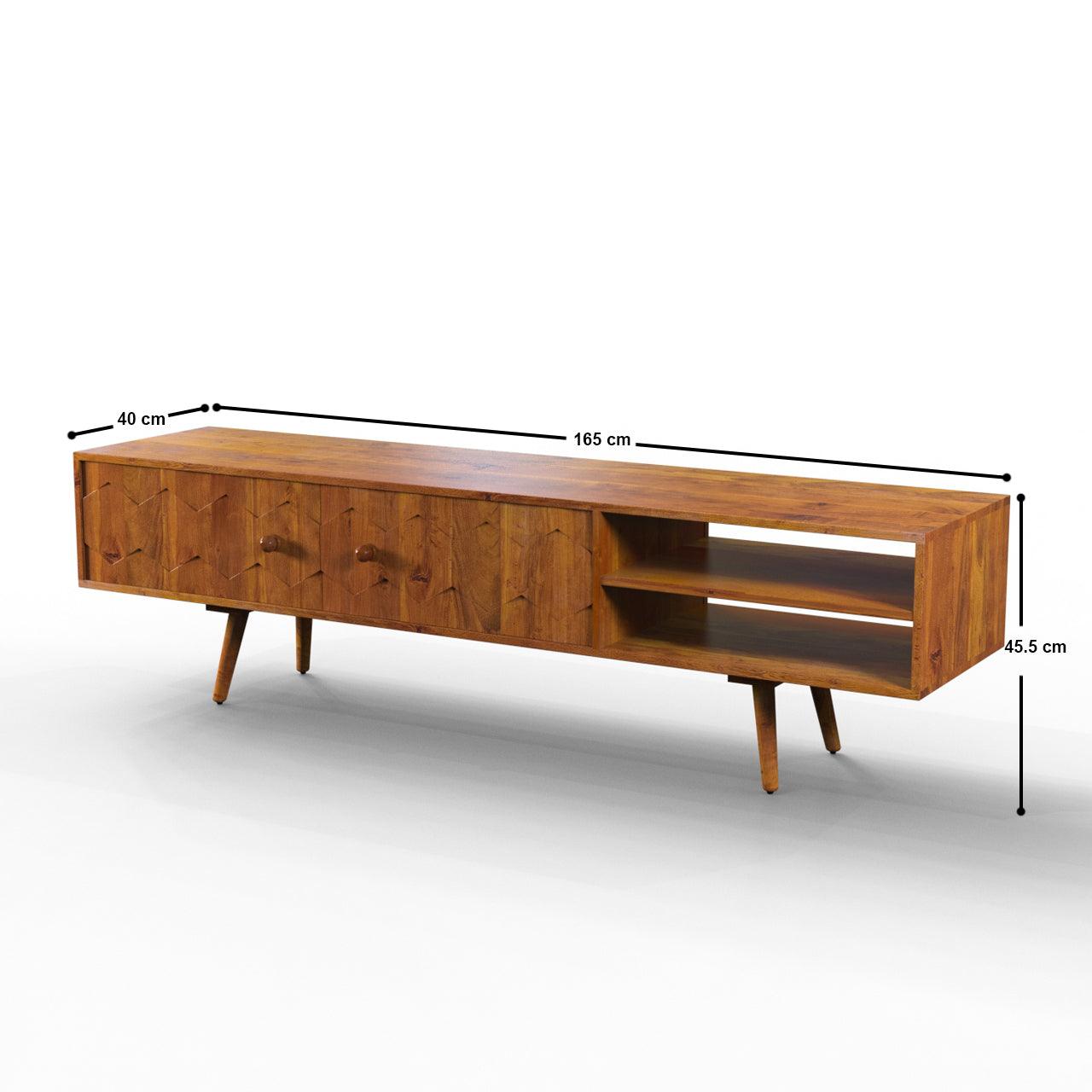 Más Handmade Solid Sheesham Wood TV Unit for Living Room - WoodenTwist