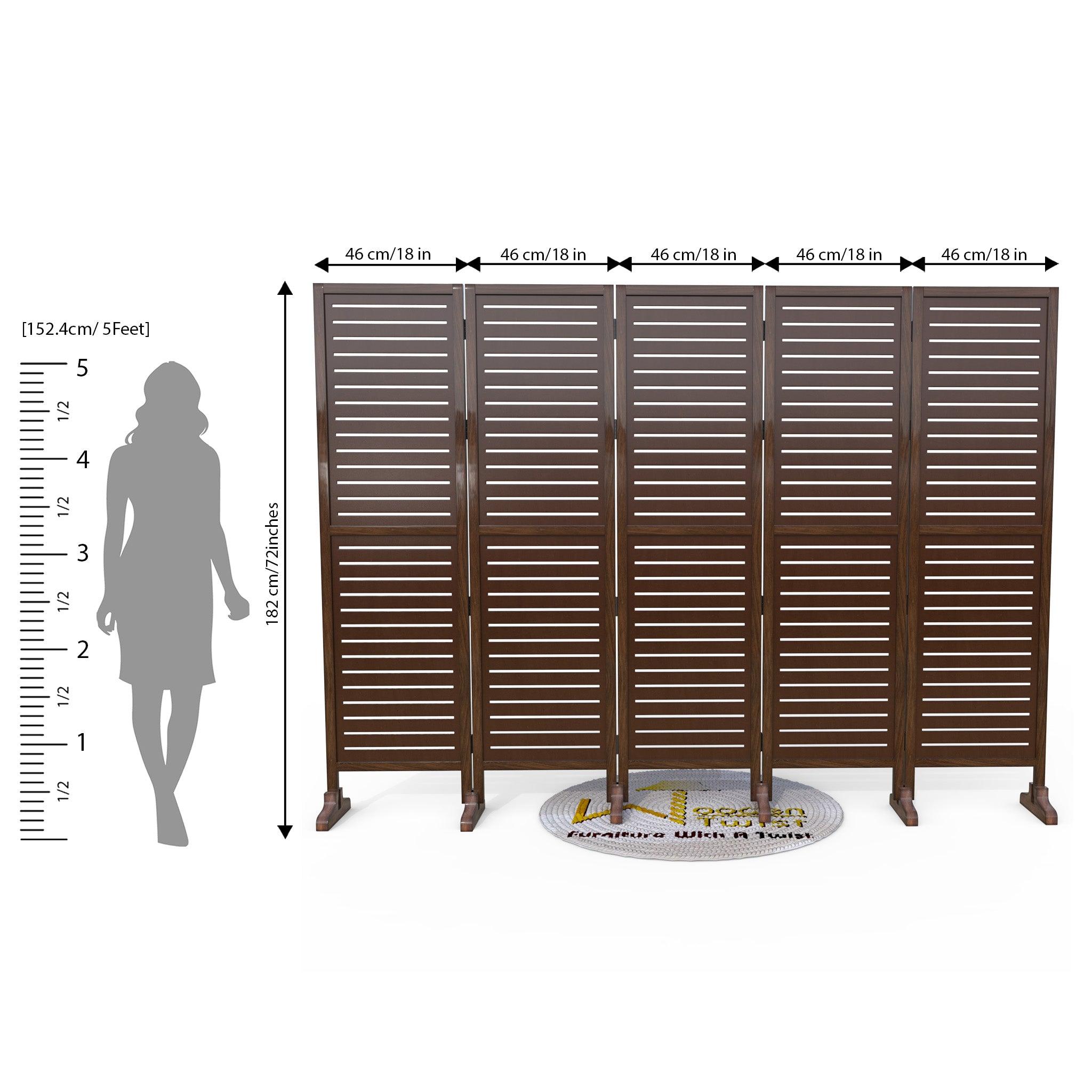 Wooden Twist Rectangular Shape Premium Solid Wood Room Divider ( Brown ) - WoodenTwist