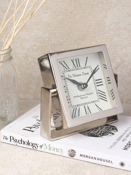 Time's Canvas Table Clock - Silver Finish