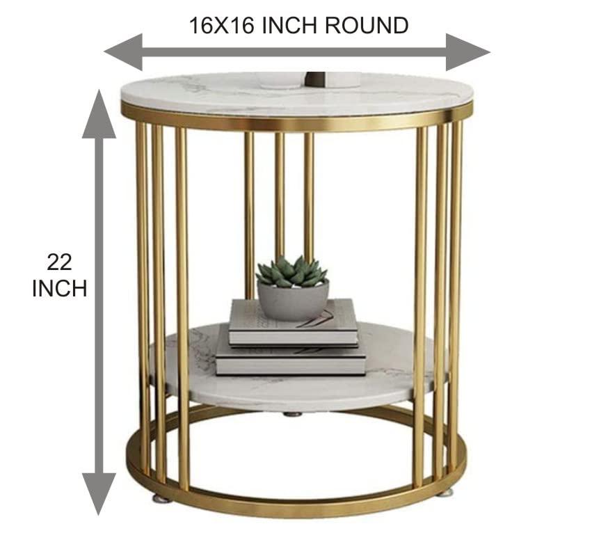 Wooden Twist Spiffy Wrought Iron 1-Tier Round End Table ( Golden ) - WoodenTwist