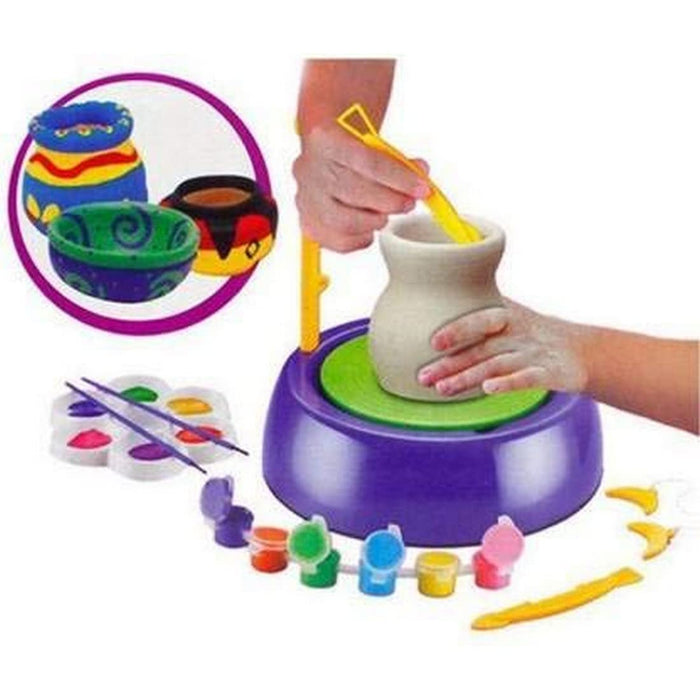 Wooden Twist Kids Pottery Wheel Kit Battery Operated Pottery Wheel and Painting Kit for Beginners with Modeling Clay, Arts and Crafts Kits for Age 8 to 12 YRS