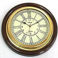 Vintage Maritime Decor Antique Look 12-Inch Brass And Wooden Wall Clock (Brown) - WoodenTwist