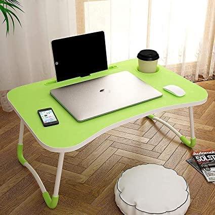 Green Curved Foldable Laptop Table - Front View