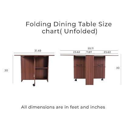 Space Saving Folding Dining Table Drop Leaf Table Convertible 2-4-6 Seater with 2 Tier Storage Small to Large Using Tesa Fitting (Without Chairs) - WoodenTwist