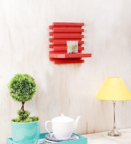 A red strips floating wall shelf