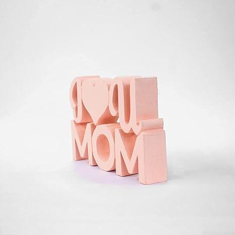 I Love Mom Pink Showpiece for Home Décor Gift Item, Birthday Gift - WoodenTwist