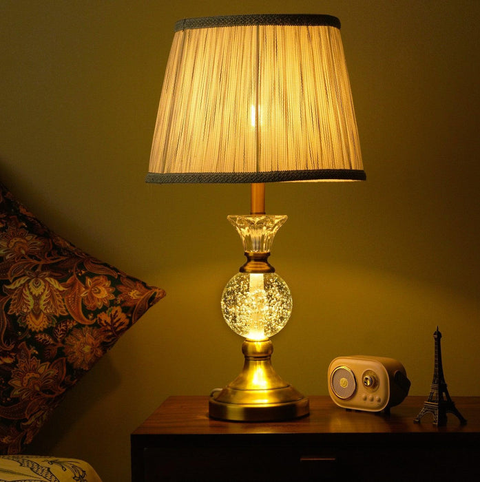 Elegant Vase Shaped Glass Table Lamp - Golden Shade| Classic Look - WoodenTwist