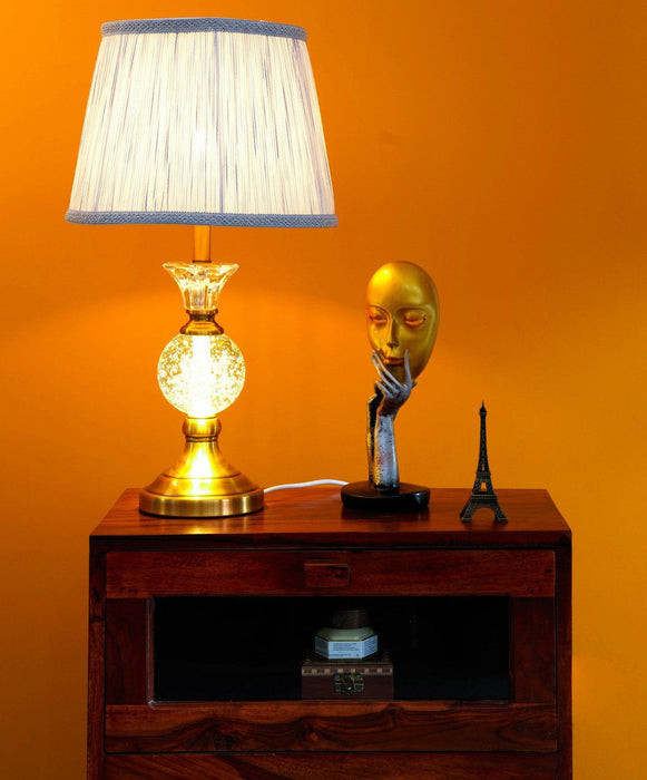 Elegant Vase Shaped Glass Table Lamp - Golden Shade| Classic Look - WoodenTwist