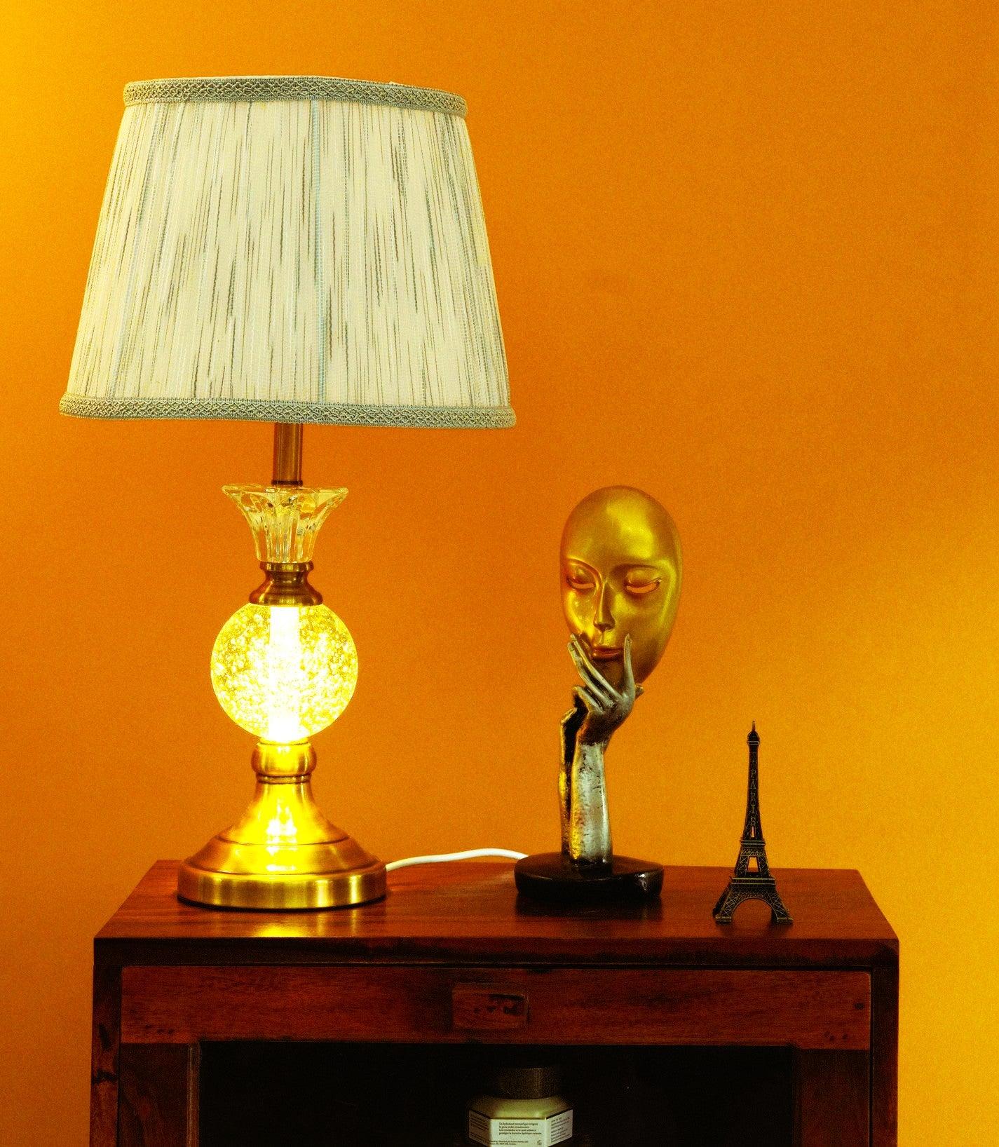 Elegant Vase Shaped Glass Table Lamp - Golden Shade| Classic Look - WoodenTwist