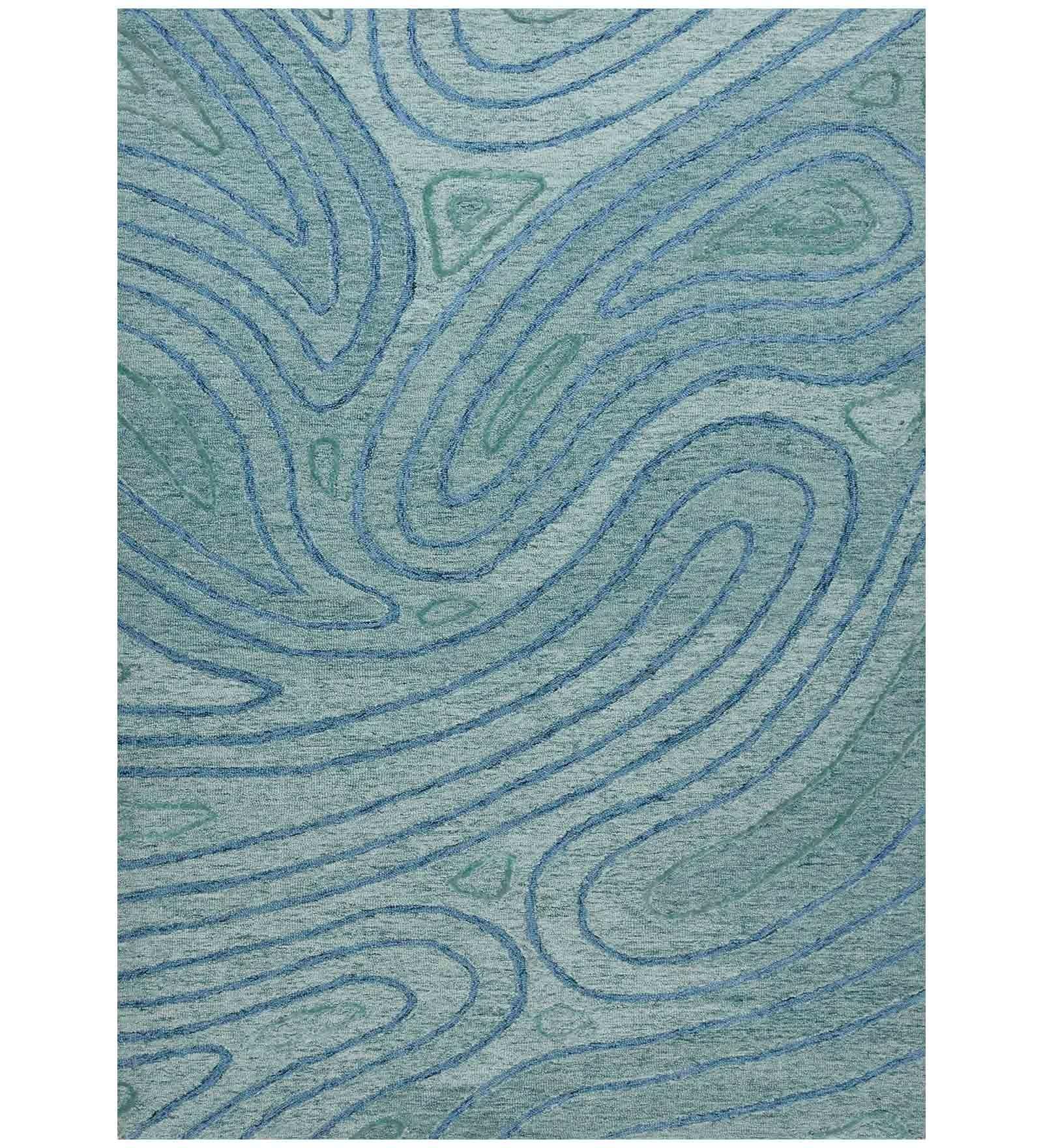 Hand Tufted Canyan AQUA Color Carpet - WoodenTwist