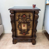 Wooden Twist Traditional Luxury Sheesham Wood Nightstand Set of 1 (Golden)