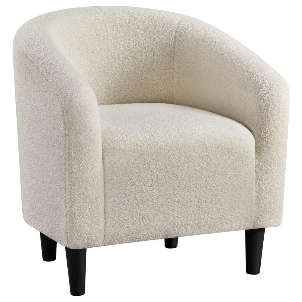 Wooden Twist Boucle Fabric Lounge Chair Beige - WoodenTwist