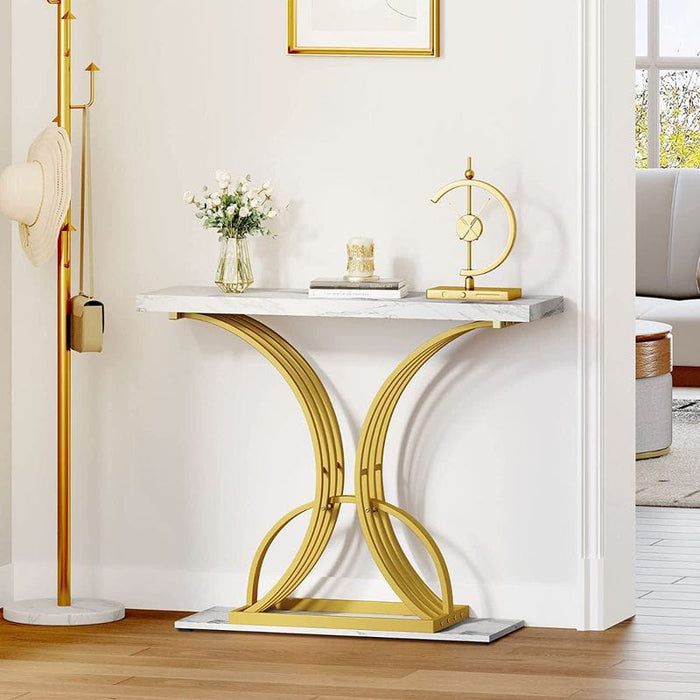 Chic Console Table with Circular Design - Sophisticated Style