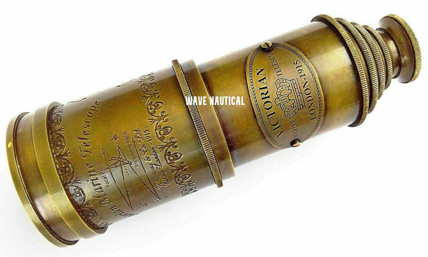 Antique Brass 18" Victorian Telescope Copper Nautical Vintage Spyglass Marine - WoodenTwist