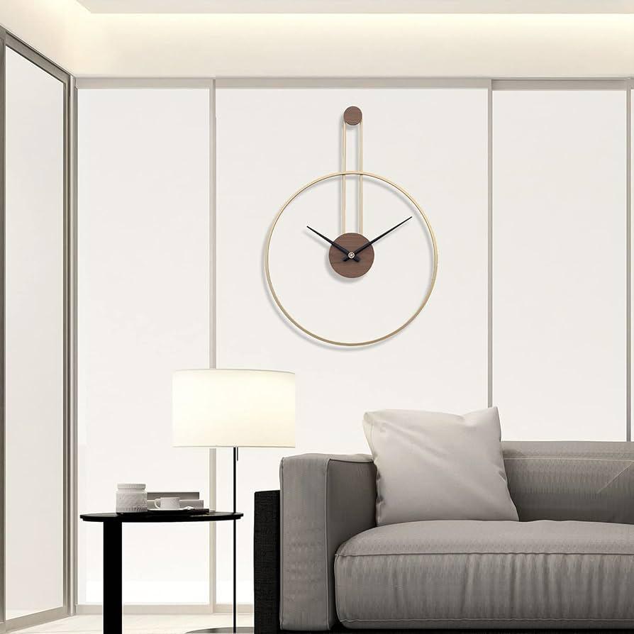 Modern Circular Metal Wall Clock in Elegant Golden Finish